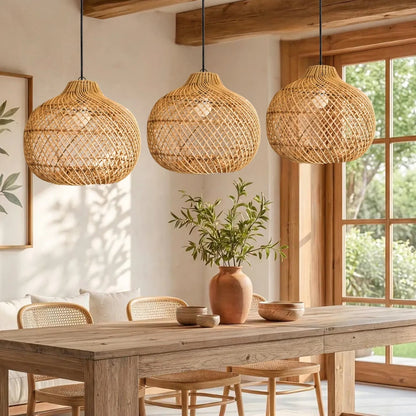 Batcheller Small Rattan Basket Handwoven Pendant Light  for Dining Room