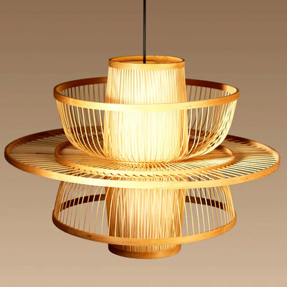 Bayou Bamboo Tiered Woven Pendant Light