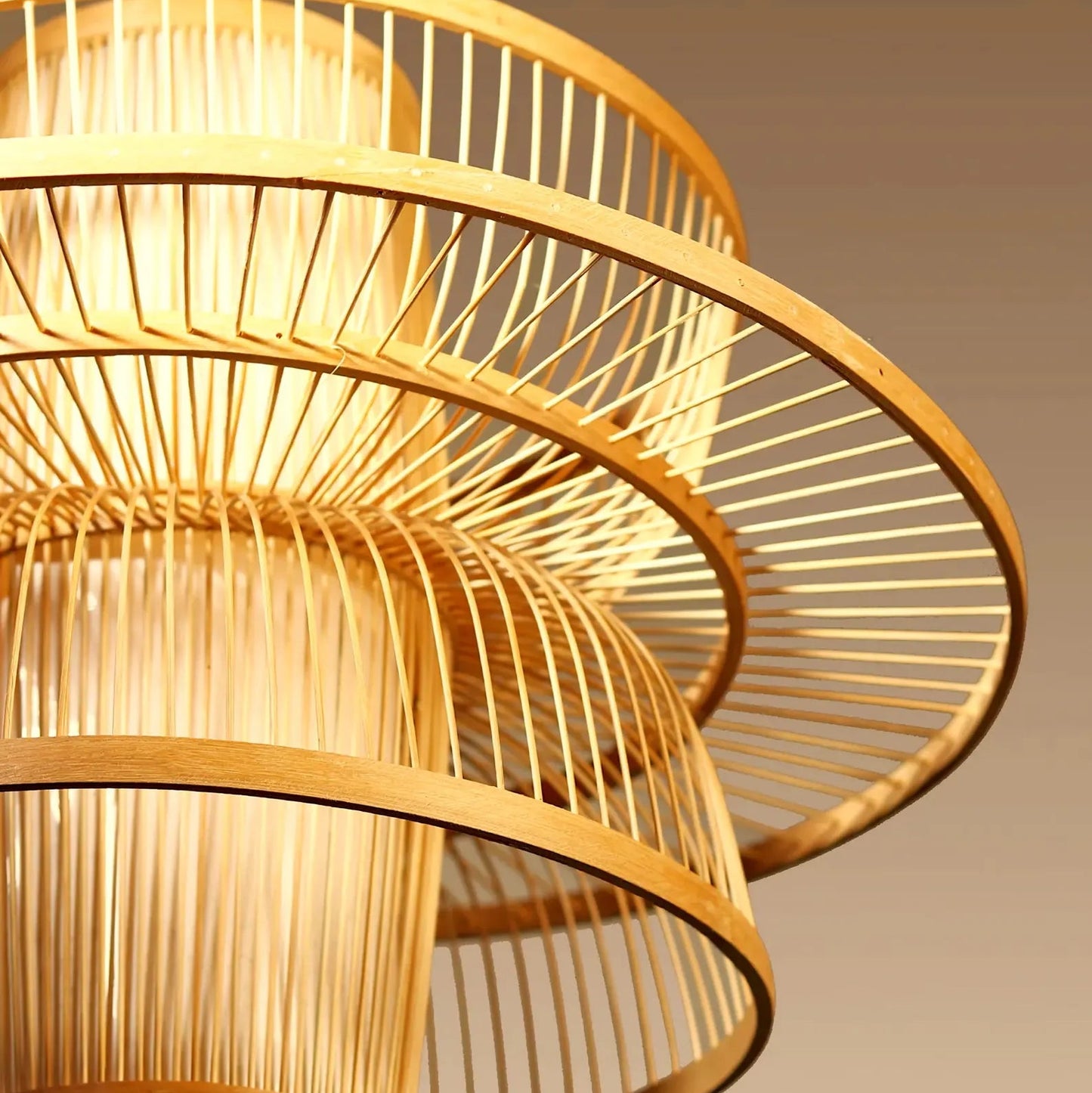 Bayou Japanese Tiered Bamboo Pendant Light Shade