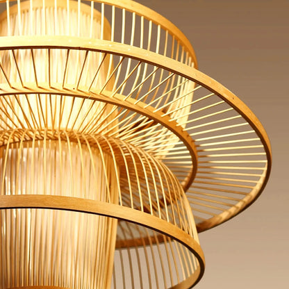 Bayou Japanese Tiered Bamboo Pendant Light Shade
