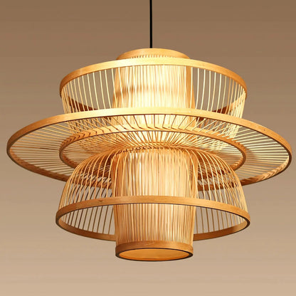Bayou Japanese Tiered Bamboo Pendant Light