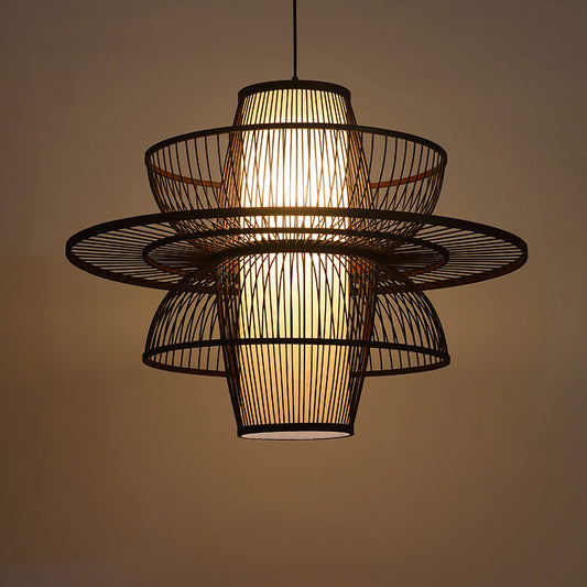 Bayou Black Multi Tier Bamboo Pendant Light