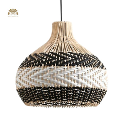 Beatrice Black and White Dome Basket Rattan Pendant Light