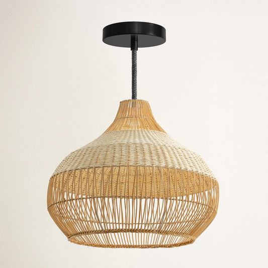 Beatrice White Rattan Basket Pendant Light