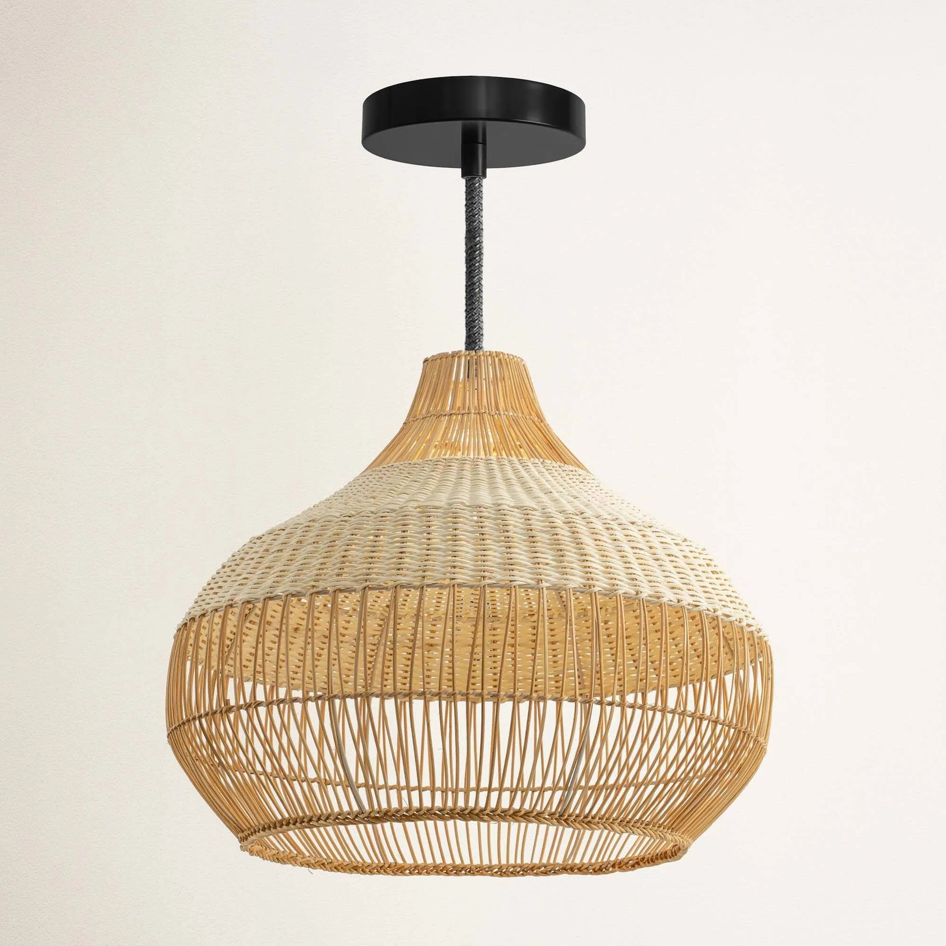 Beatrice White Rattan Dome Basket Pendant Light