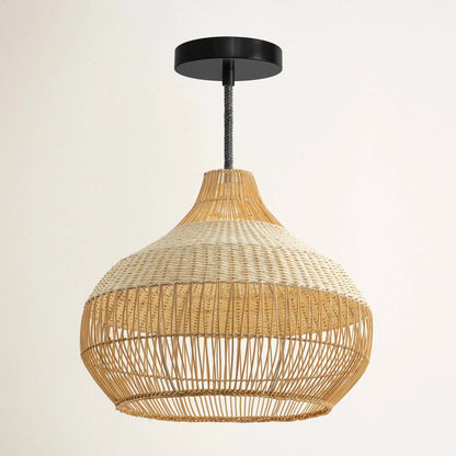 Beatrice White Rattan Dome Basket Pendant Light