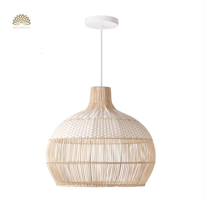 Beatrice wicker white dome basket rattan light fixtures with white cord