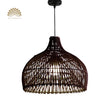 Belle Black Dome Rattan Pendant Light