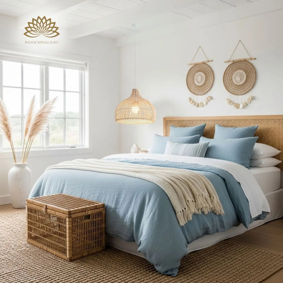 Belle Dome Rattan Pendant Light for bedroom