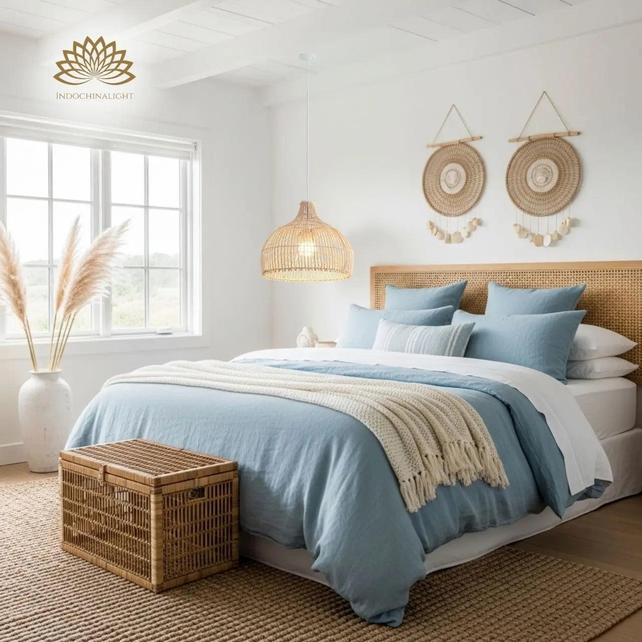 Belle Rattan Pendant Light for bedroom