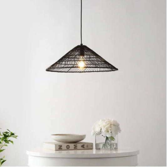 black rattan light fixture