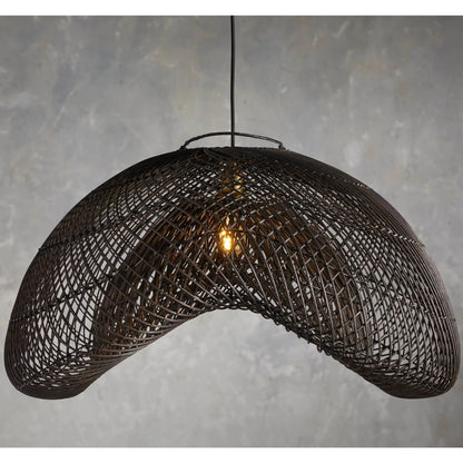 black rattan wave pendant light