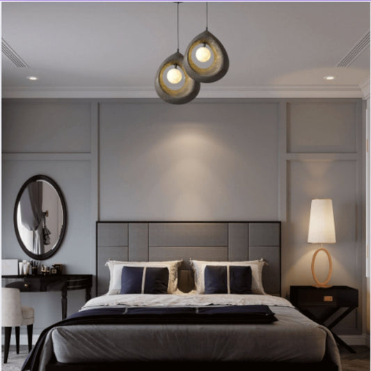 black wabi sabi cave surround ball pendant light for bedroom