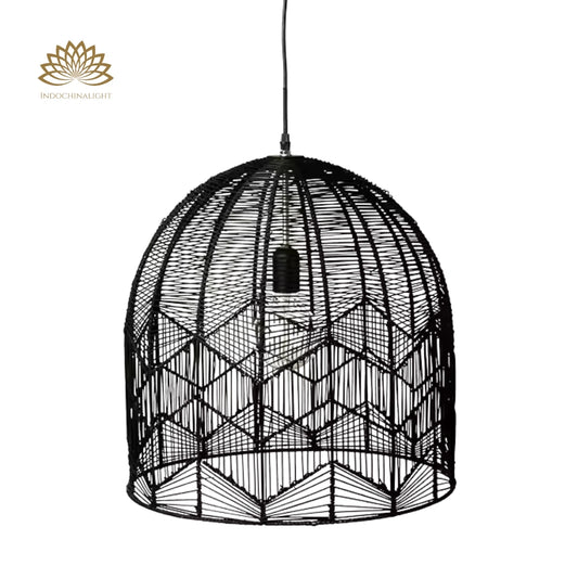 black-lace-rattan-pendant-light