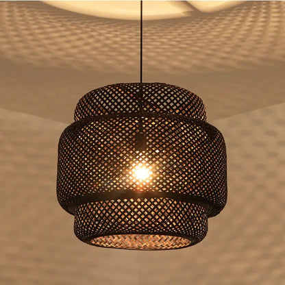 Sinnerlig Black Abstract Woven Bamboo Pendant Light