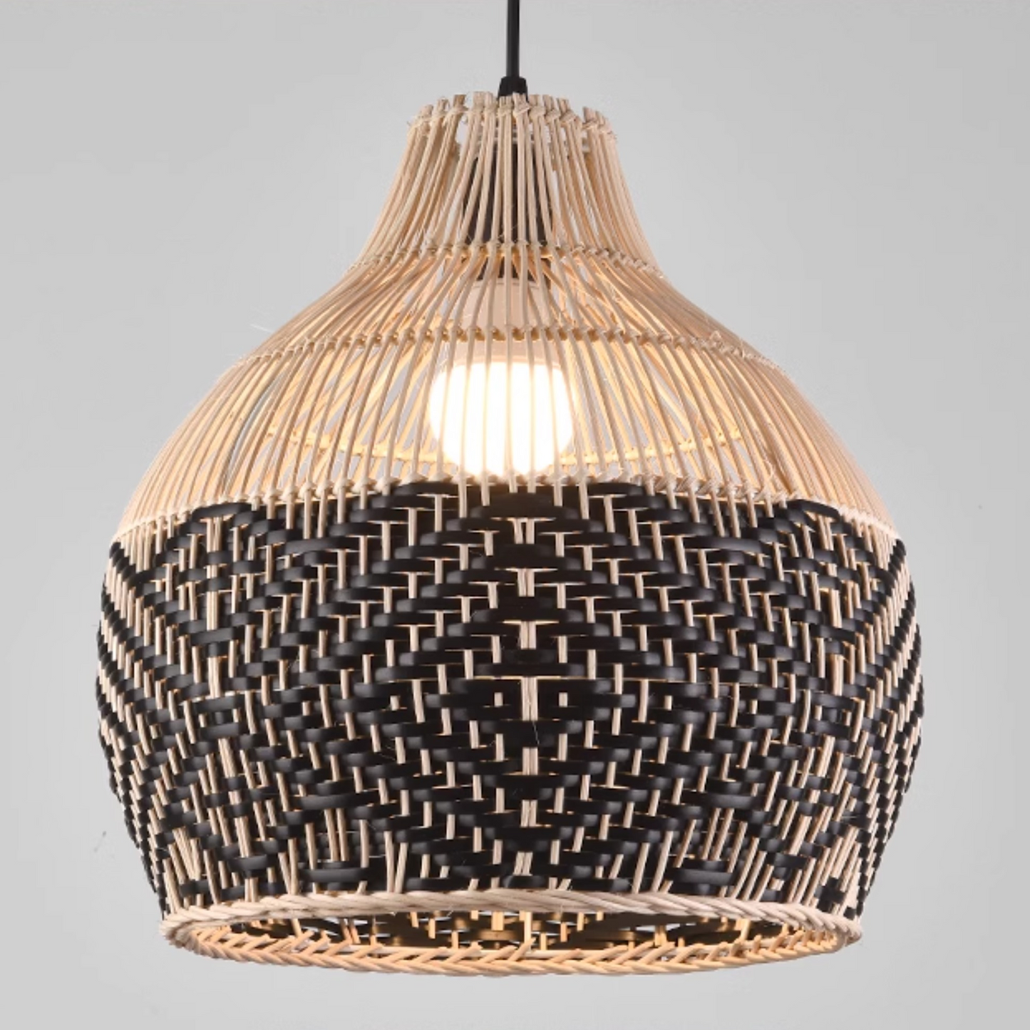 Blacorb Black Rattan Wicker Pendant Light