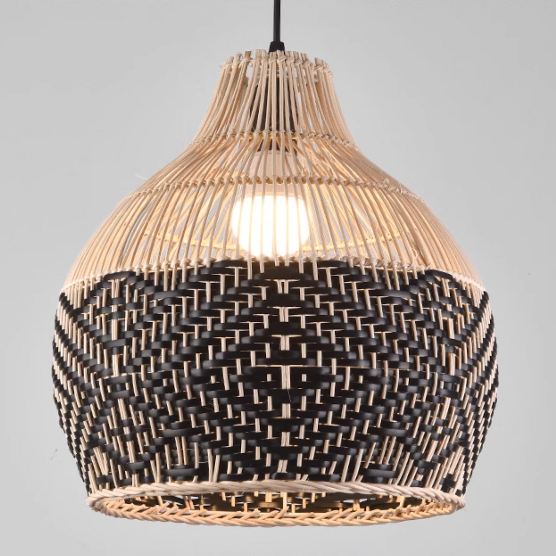 Blacorb Black Rattan Wicker Pendant Light