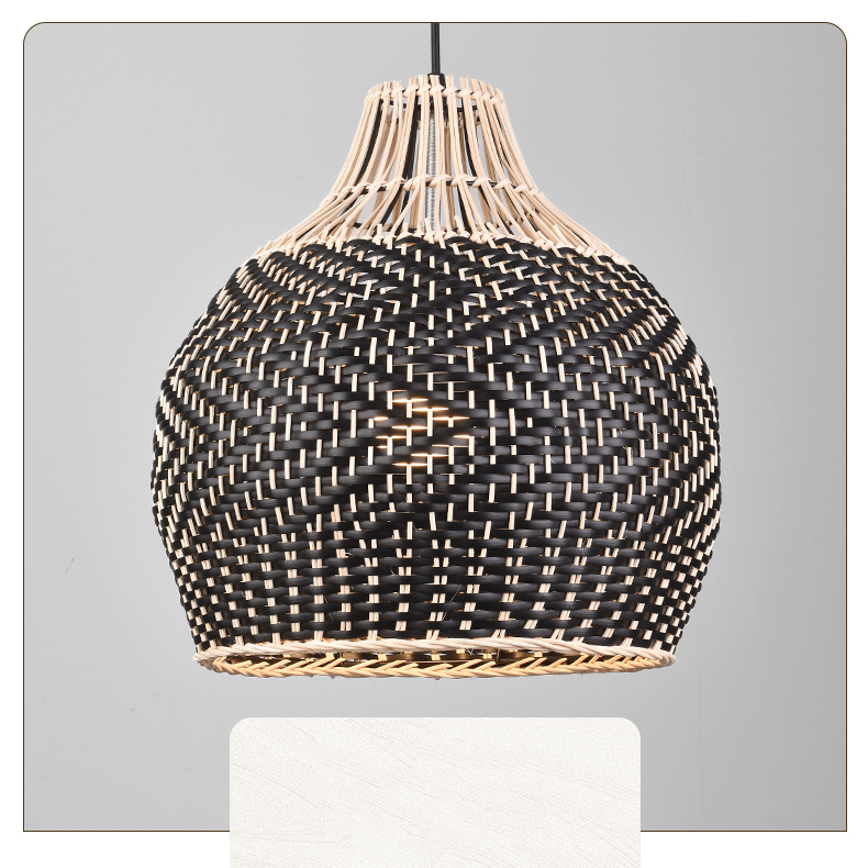 Blacorb Rattan Black Wicker Pendant Light