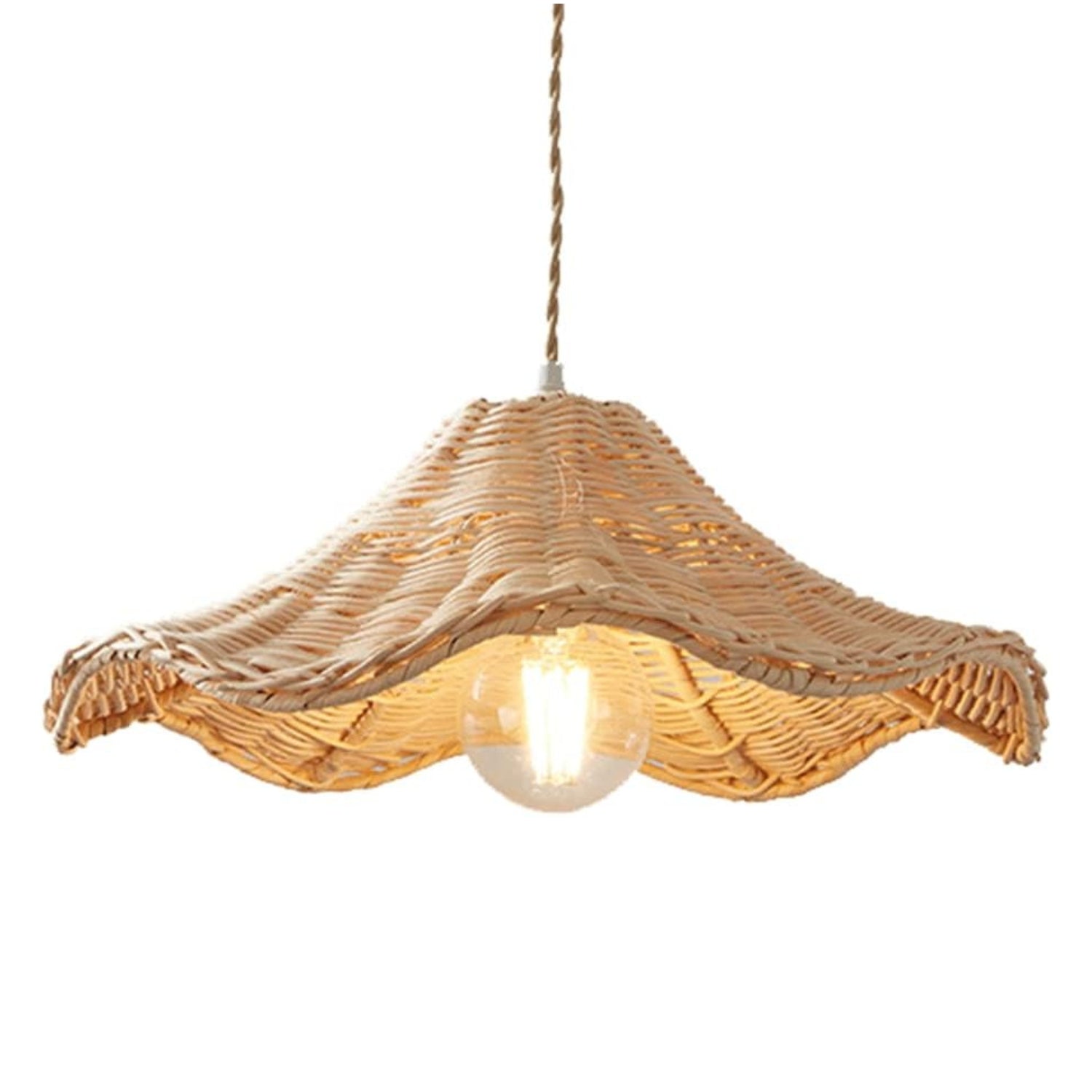 Boho Floral Rattan Pendant Light
