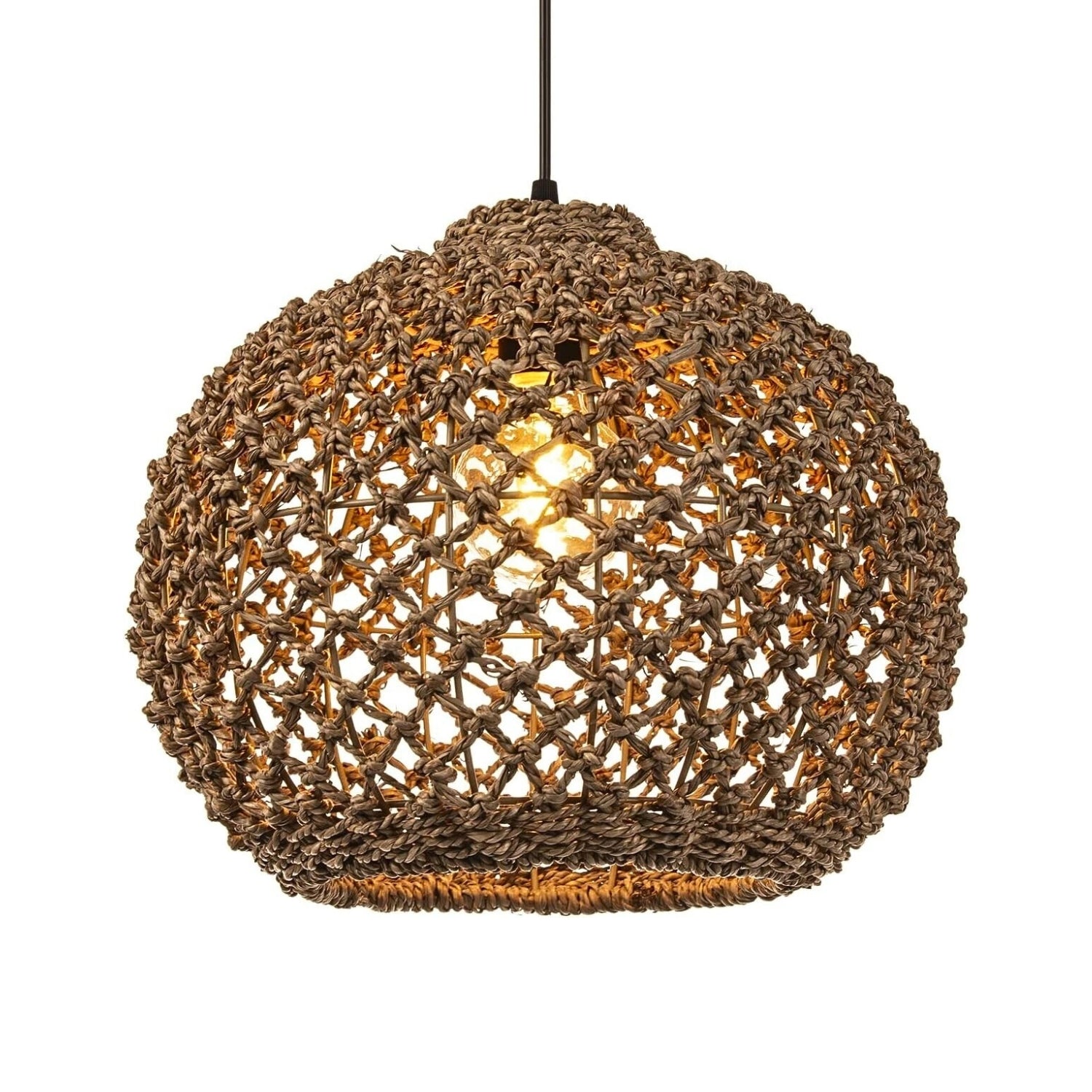 Boho Globe Wicker Pendant Light