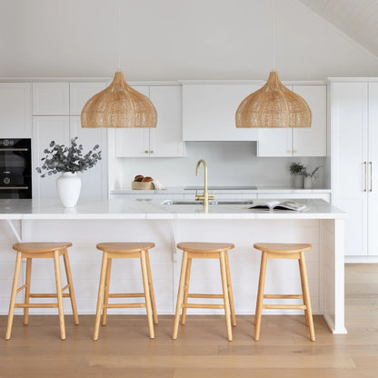 boho rattan whipped pendant light for kitchen island