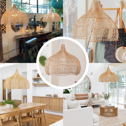 boho rattan whipped pendant light for room