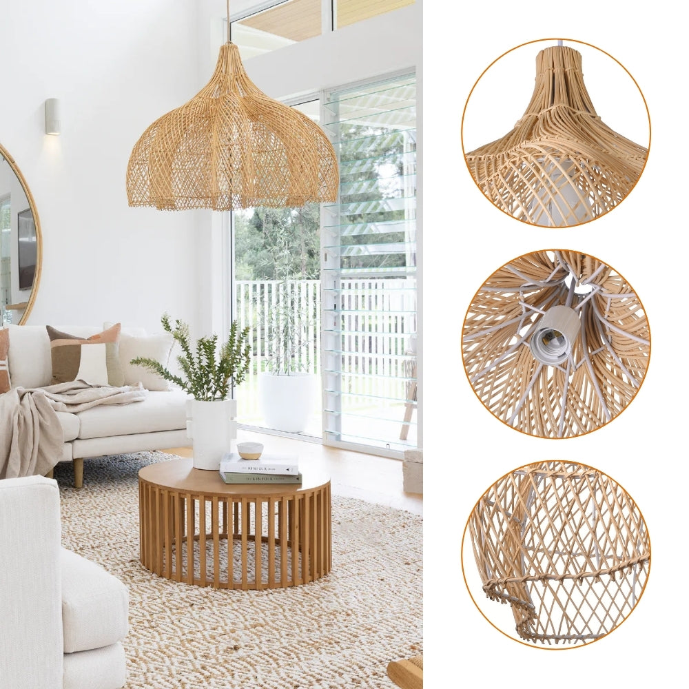 boho rattan whipped pendant light