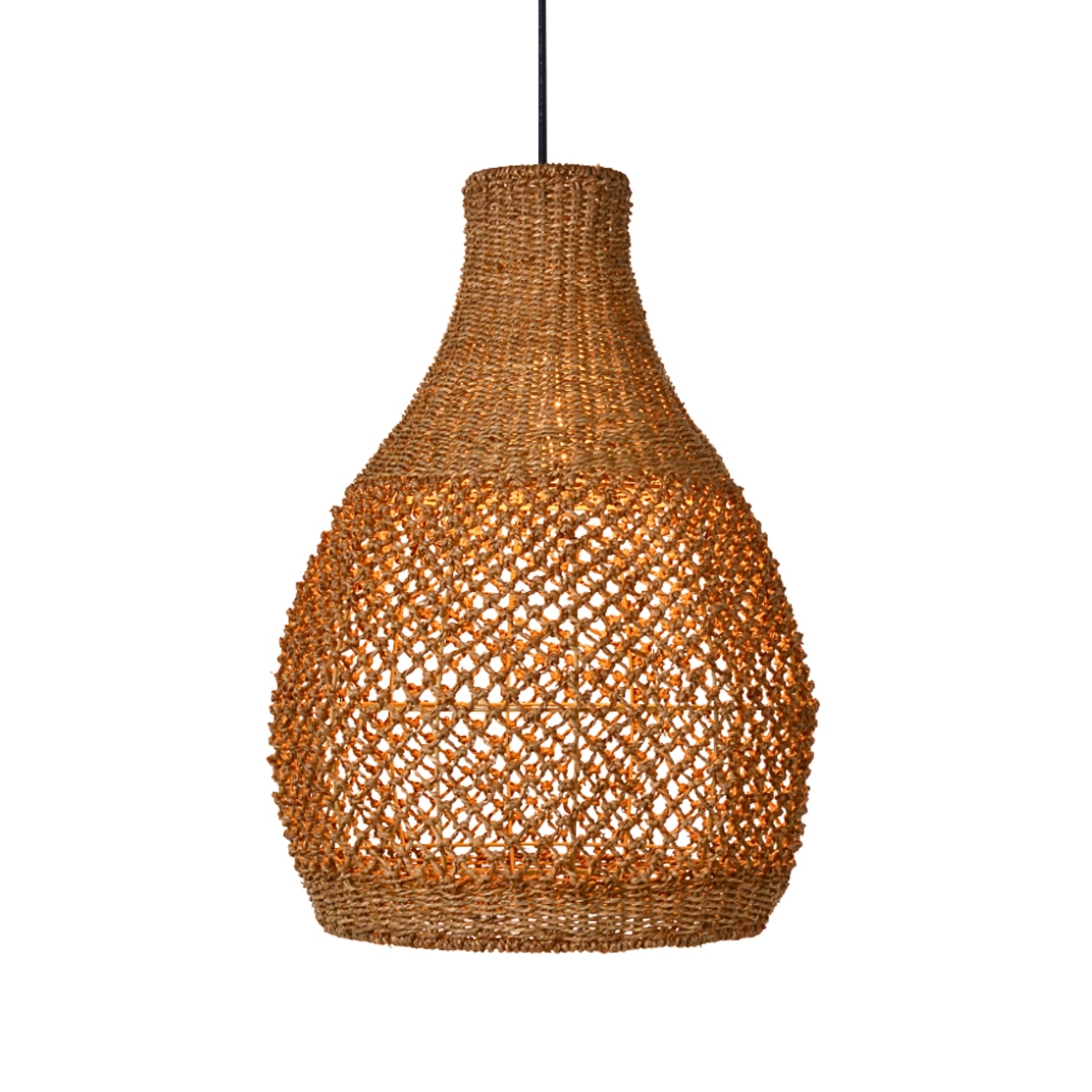 Boho Teardrop Wicker Pendant Light