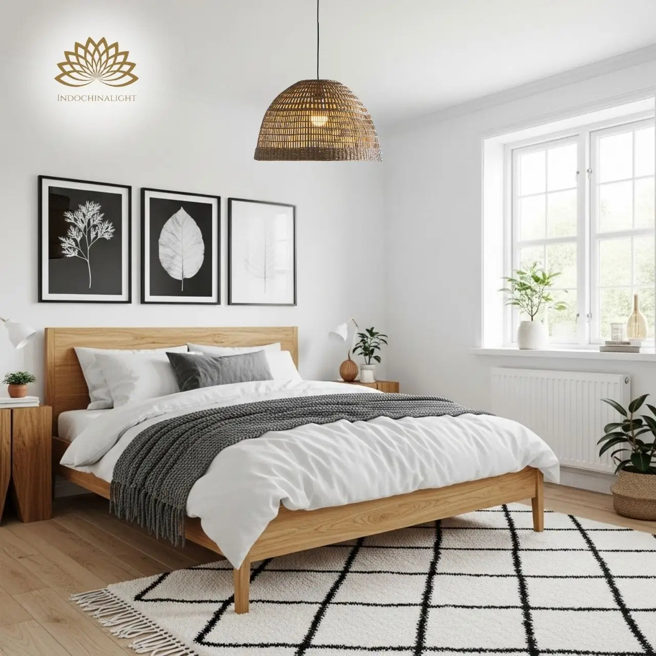 Bonin Dome Woven Pendant Light for bedroom