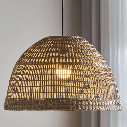 Bonin Large Dome Woven Rattan Pendant Light