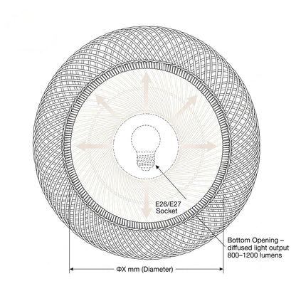 Bottom View – E26/E27 Socket & Light Diffusion
