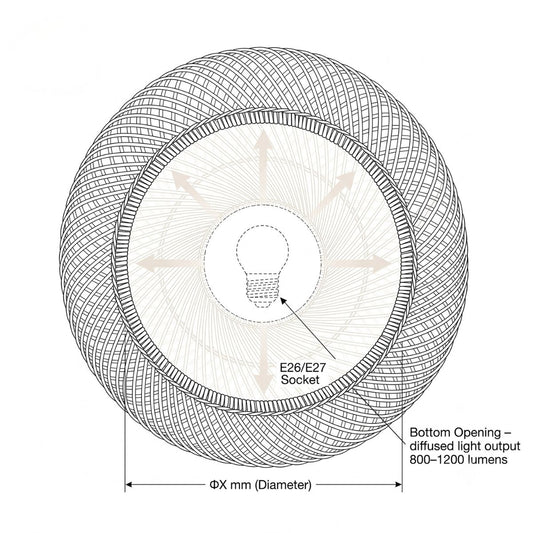 Bottom View – E26/E27 Socket & Light Diffusion