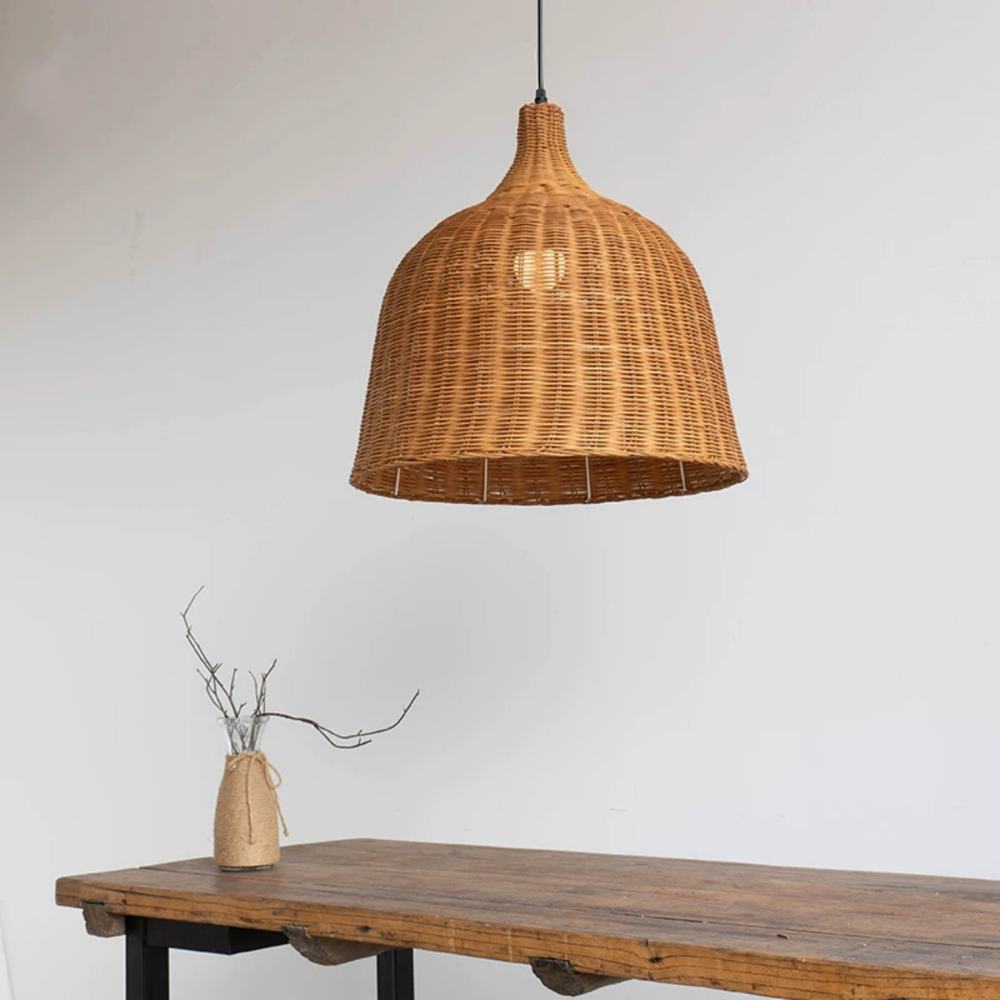 Wabi Sabi Rattan Bell Pendant Light