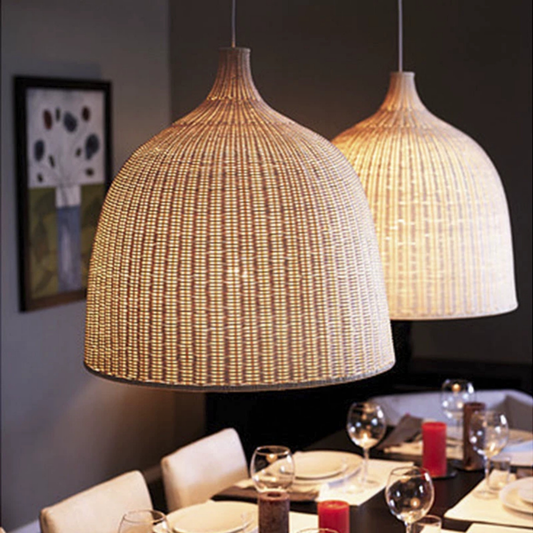 Allen and Roth Bell Wicker Rattan Pendant Light
