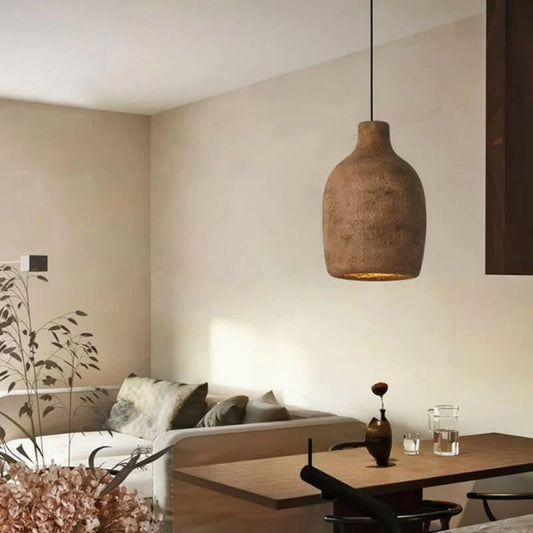 brown wabi sabi ceramic resin vase pendant light for living room
