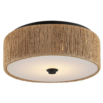 Brownell Rattan Drum Flush Mount Light