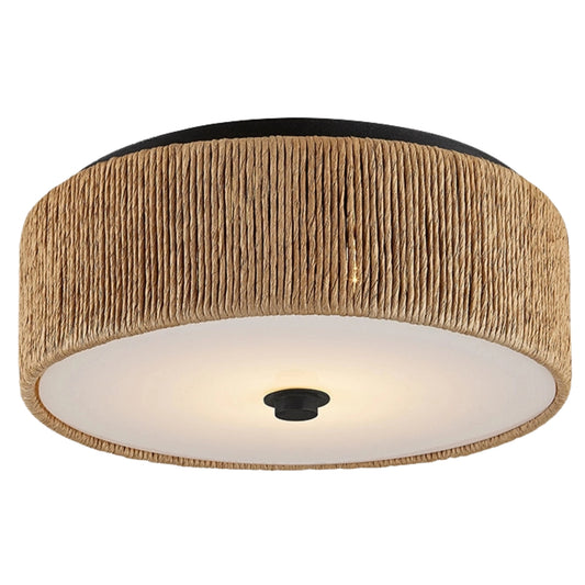 Brownell Rattan Drum Flush Mount Light