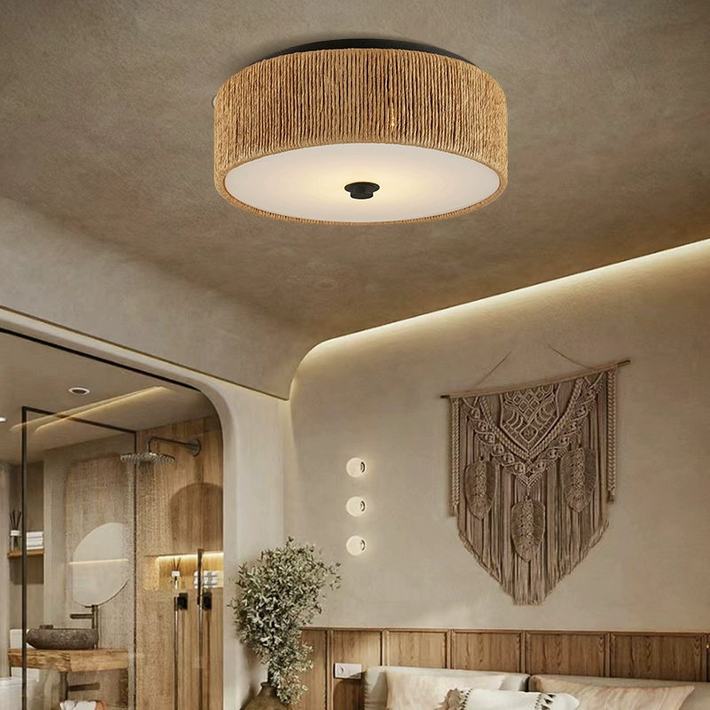 Brownell Rattan Drum Light