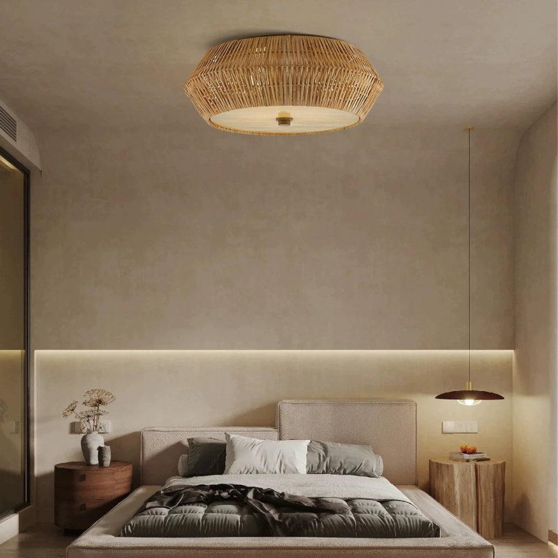 Brownell Rattan Hexagon Drum Ceiling Light