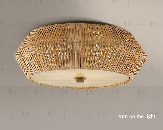 Brownell Rattan Hexagon Drum Light