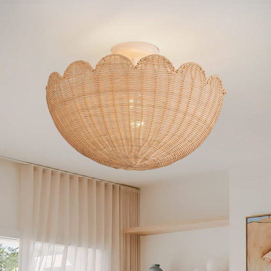 Bubble Rattan Flower Ceiling Light for Boho Room