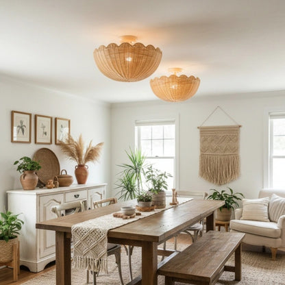 Bubble Rattan Flower Ceiling Lights for Dining Room
