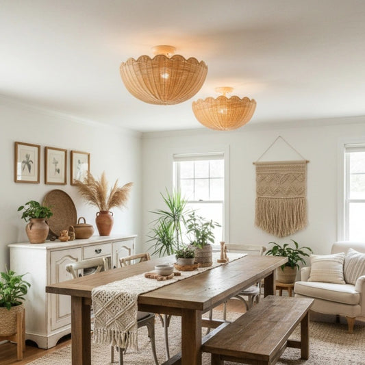 Bubble Rattan Flower Ceiling Lights for Dining Room
