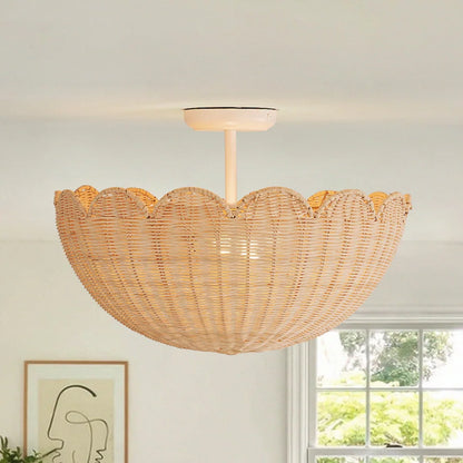 Bubble Rattan Flower Pendant Light