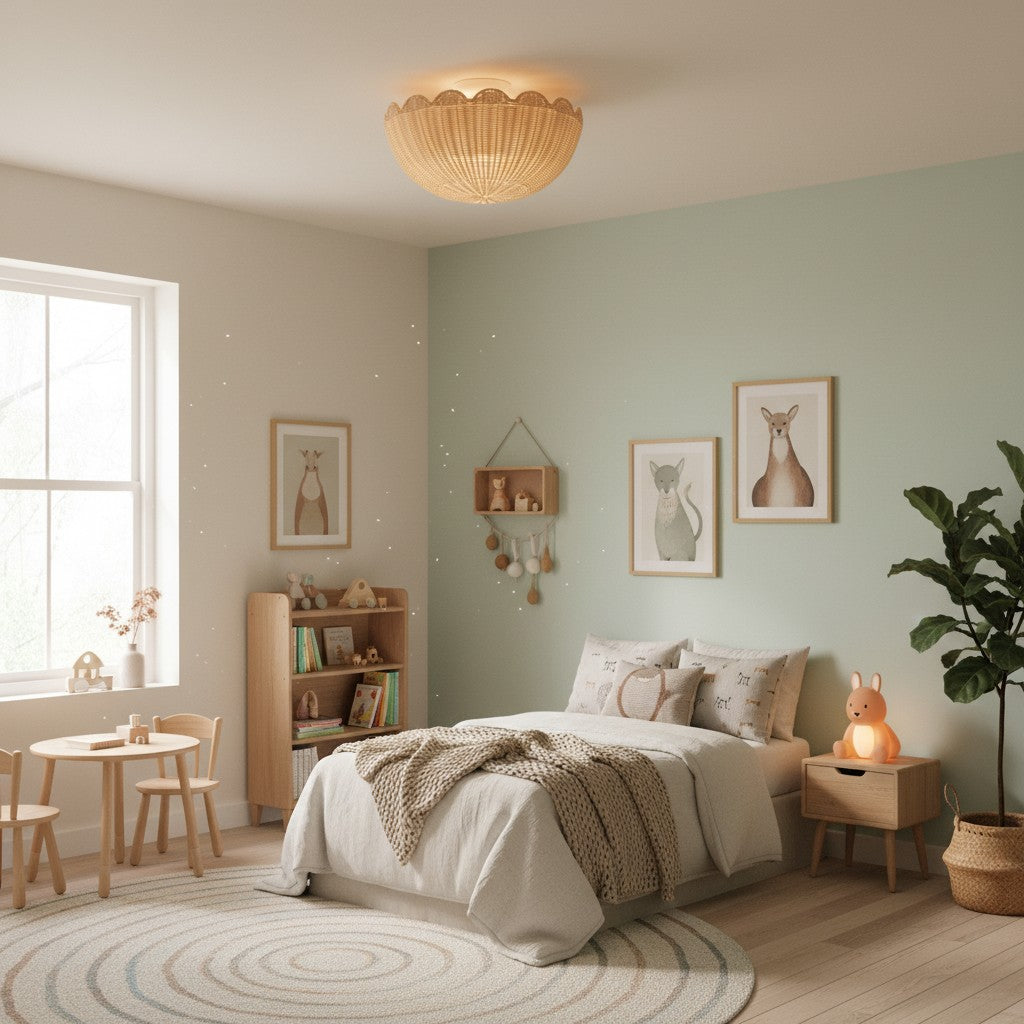 Bubble Rattan Scallop Flower Ceiling Light for Bedroom