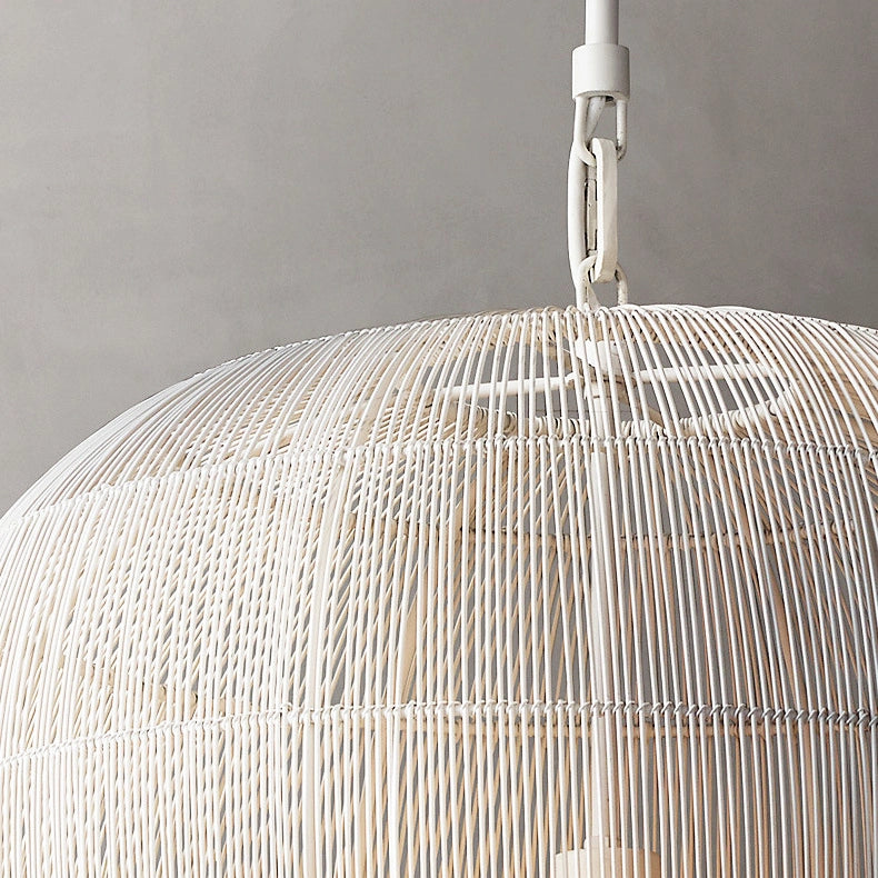 Cabrillo White Rattan Pendant Light Top Shade