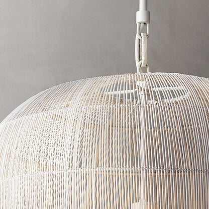 Cabrillo White Rattan Pendant Light Top Shade