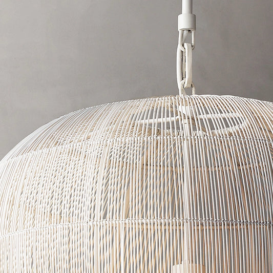 Cabrillo White Rattan Pendant Light Top Shade