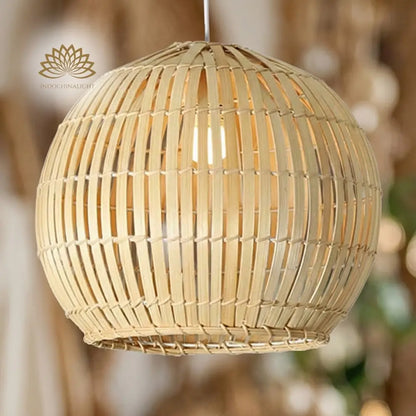 Calico Round Bamboo Pendant Light