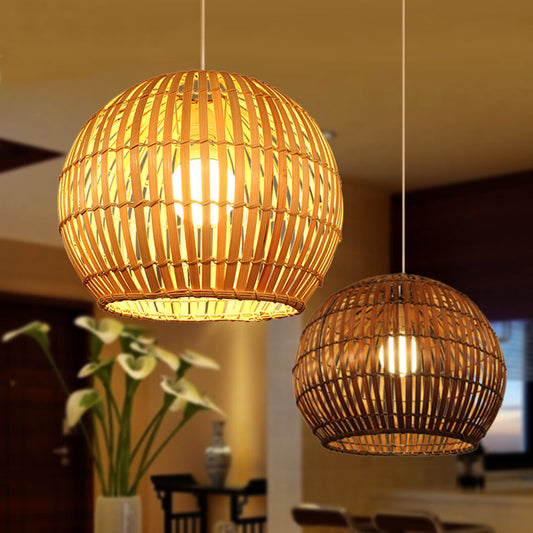 Calico Round Bamboo Pendant Light